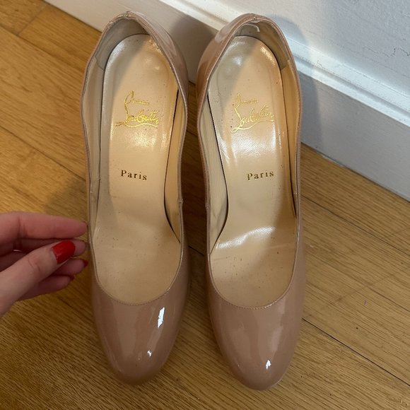 Christian Louboutin Simple Pumps Platform Stiletto Heel Nude Patent Leather 39.5 - Picture 4 of 13